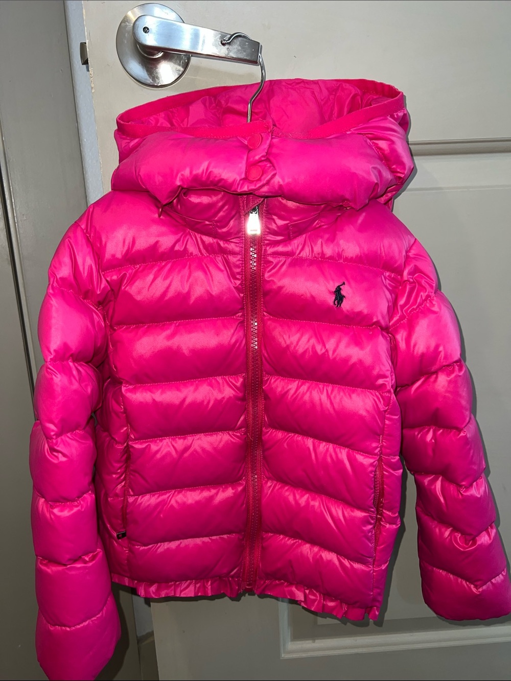 Ralph Lauren Hot Pink Quilted Puffer Jacket with Hood